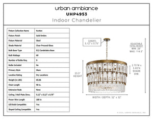 Urban Ambiance - Chandelier - UHP4953 Glam Indoor Chandelier, 23 - 1/2''H x 32