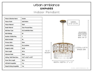Urban Ambiance - Pendant - UHP4955 Glam Indoor Pendant, 15 - 1/8''H x 17