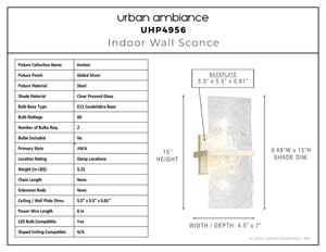 Urban Ambiance - Wall Sconce - UHP4956 Mid Century Modern Indoor Wall Sconce, 15''H x 4 - 1/2