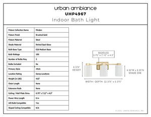 Urban Ambiance - Bath Light - UHP4967 Classic Indoor Bath Light, 8 - 3/8''H x 5 - 3/8
