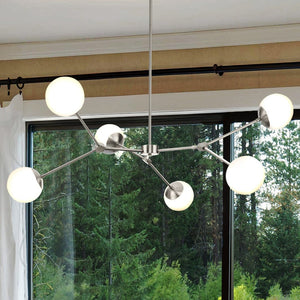 Urban Ambiance - Chandelier - UHP4980 Minimalist Indoor Chandelier, 5 - 7/8''H x 50"W x 50''D, Brushed Nickel Finish, Cologne Collection -