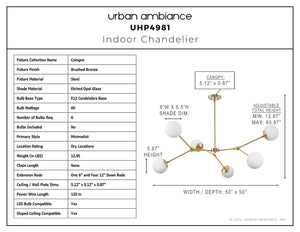 Urban Ambiance - Chandelier - UHP4981 Minimalist Indoor Chandelier, 5 - 7/8''H x 50