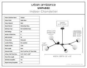 Urban Ambiance - Chandelier - UHP4982 Minimalist Indoor Chandelier, 5 - 7/8''H x 50