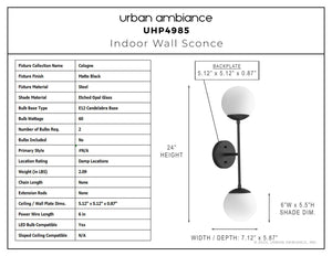 Urban Ambiance - Wall Sconce - UHP4985 Mid Century Modern Indoor Wall Sconce, 24''H x 7 - 1/8