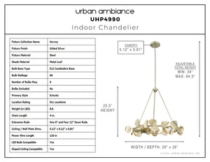 Urban Ambiance - Chandelier - UHP4990 Eclectic Indoor Chandelier, 25 - 1/2''H x 28