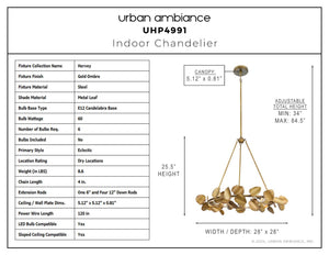 Urban Ambiance - Chandelier - UHP4991 Eclectic Indoor Chandelier, 25 - 1/2''H x 28