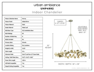 Urban Ambiance - Chandelier - UHP4992 Eclectic Indoor Chandelier, 30''H x 38