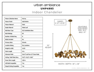 Urban Ambiance - Chandelier - UHP4993 Eclectic Indoor Chandelier, 30''H x 38