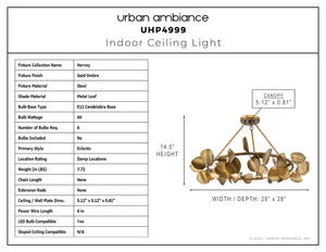 Urban Ambiance - Ceiling Light - UHP4999 Eclectic Indoor Ceiling Light, 14 - 1/2''H x 28