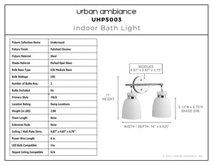 Urban Ambiance - Bath Light - UHP5003 Minimalist Indoor Bath Light, 11''H x 6 - 5/8