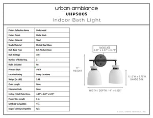 Urban Ambiance - Bath Light - UHP5005 Minimalist Indoor Bath Light, 11''H x 6 - 5/8
