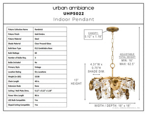 Urban Ambiance - Pendant - UHP5022 Vintage Indoor Pendant, 13 - 1/2''H x 18