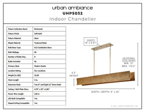 Urban Ambiance - Chandelier - UHP5032 Modern Rustic Indoor Chandelier, 6 - 1/2''H x 6