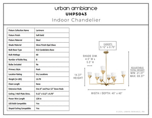 Urban Ambiance - Chandelier - UHP5043 Posh Indoor Chandelier, 14 - 3/8''H x 40