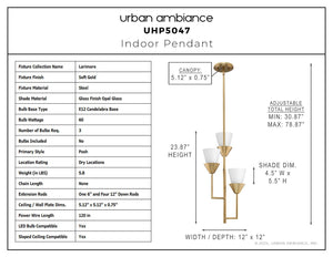 Urban Ambiance - Pendant - UHP5047 Posh Indoor Pendant, 23 - 7/8''H x 12