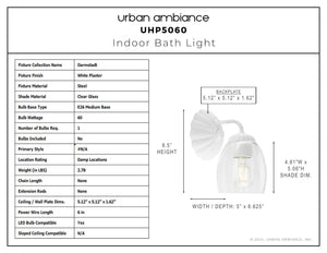 Urban Ambiance - Bath Light - UHP5060 French Country Indoor Bath Light, 8 - 1/2''H x 6 - 5/8