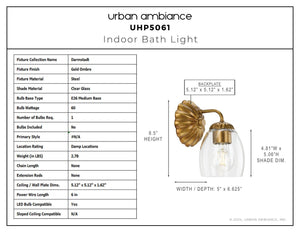 Urban Ambiance - Bath Light - UHP5061 French Country Indoor Bath Light, 8 - 1/2''H x 6 - 5/8