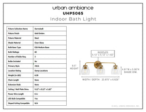Urban Ambiance - Bath Light - UHP5065 French Country Indoor Bath Light, 8 - 1/2''H x 6 - 5/8