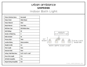 Urban Ambiance - Bath Light - UHP5066 French Country Indoor Bath Light, 8 - 1/2''H x 6 - 5/8