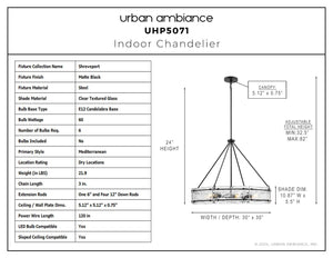 Urban Ambiance - Chandelier - UHP5071 Mediterranean Indoor Chandelier, 24''H x 30
