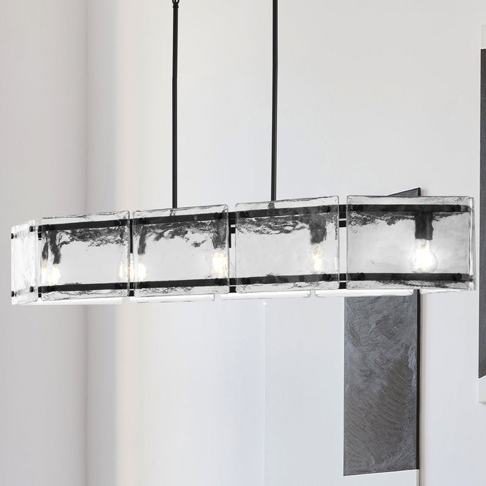 UHP5072 Mediterranean Indoor Chandelier, 8''H x 14-1/4"W x 51-1/4''D, Matte Black Finish, Shreveport Collection