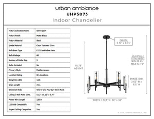 Urban Ambiance - Chandelier - UHP5073 Mediterranean Indoor Chandelier, 16 - 3/4''H x 30