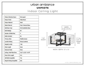 Urban Ambiance - Ceiling Light - UHP5076 Mediterranean Indoor Ceiling Light, 7 - 1/4''H x 13