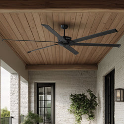 Urban Ambiance - Ceiling Fan - UHP9131 Industrial Indoor or Outdoor Ceiling Fan, 15.5"H x 96"W, Midnight Black, Key West Collection - 
