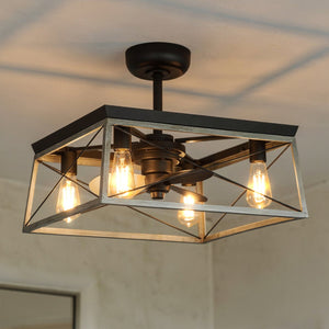 Urban Ambiance - Ceiling Fan - UHP9241 Farmhouse Ceiling Fan 17''H x 22''W, Charcoal Finish, Berkeley Collection - 
