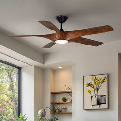 Urban Ambiance - Ceiling Fan - UHP9372 Transitional Ceiling Fan 14.25''H x 60''W, Koa Woodgrain Finish, Albany Collection - 
