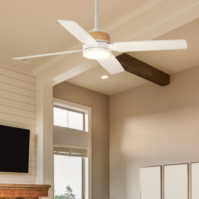 UHP9450 Modern Farmhouse Indoor Ceiling Fan, 15-1/2''H x 56"W x 56''D, Satin White Finish, Ankara Collection