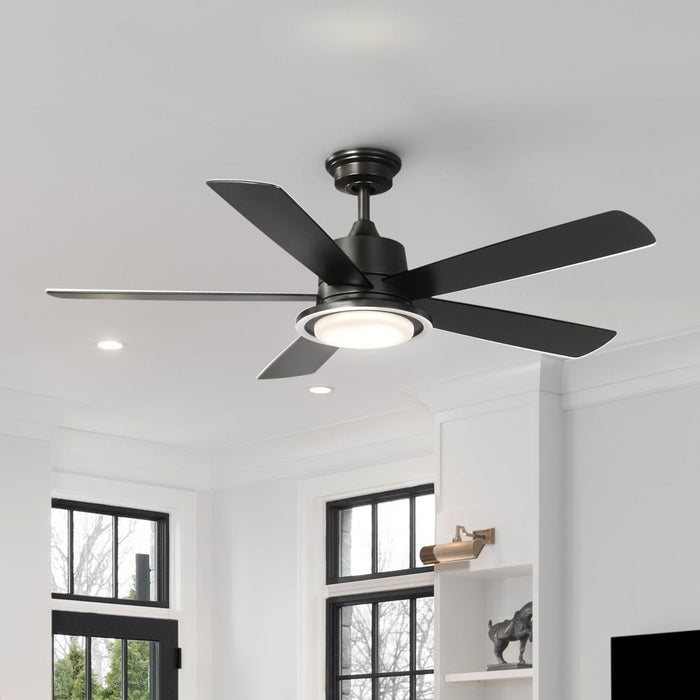 UHP9462 New Traditional Indoor Ceiling Fan, 14-3/4''H x 52"W x 52''D, Matte Black Finish, Yoxford Collection