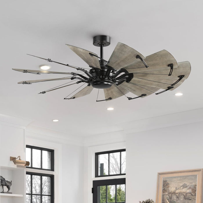 UHP9472 Tuscan Indoor Ceiling Fan, 17-3/8''H x 60"W x 60''D, Matte Black Finish, Saybrook Collection