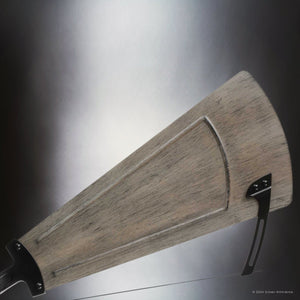 The UHP9478 Tuscan Indoor Ceiling Fan from the Saybrook Collection by Urban Ambiance features a windmill-inspired design with a matte black finish, set against a gradient backdrop. Dimensions: 26-1/4''H x 60''W x 60''D.