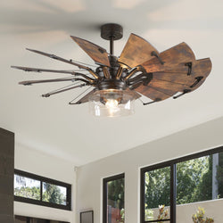 Urban Ambiance - Ceiling Fan - UHP9480 Tuscan Indoor Ceiling Fan, 24 - 1/8''H x 52"W x 52''D, Architectural Bronze Finish, Saybrook Collection - 