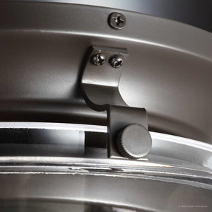 A close-up of the UHP9480 Tuscan Indoor Ceiling Fan from Urban Ambiance's Saybrook Collection, featuring a metallic fixture with a knob and screws, echoes the precision of uniquely crafted blades.