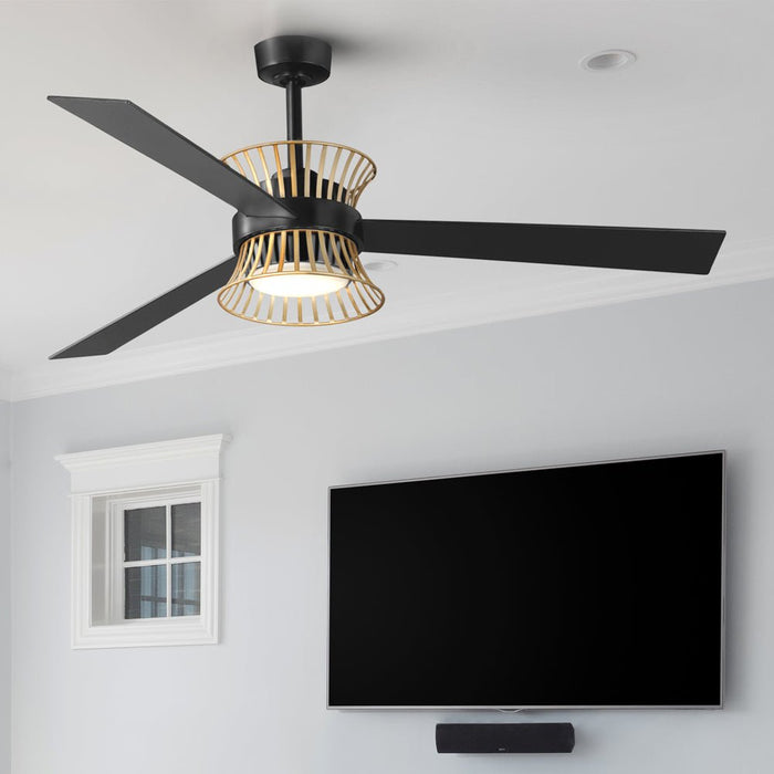 UHP9502 Bohemian Indoor Ceiling Fan, 14-3/4''H x 55-5/16"W x 55-5/16''D, Matte Black Finish, Darlinghurst Collection