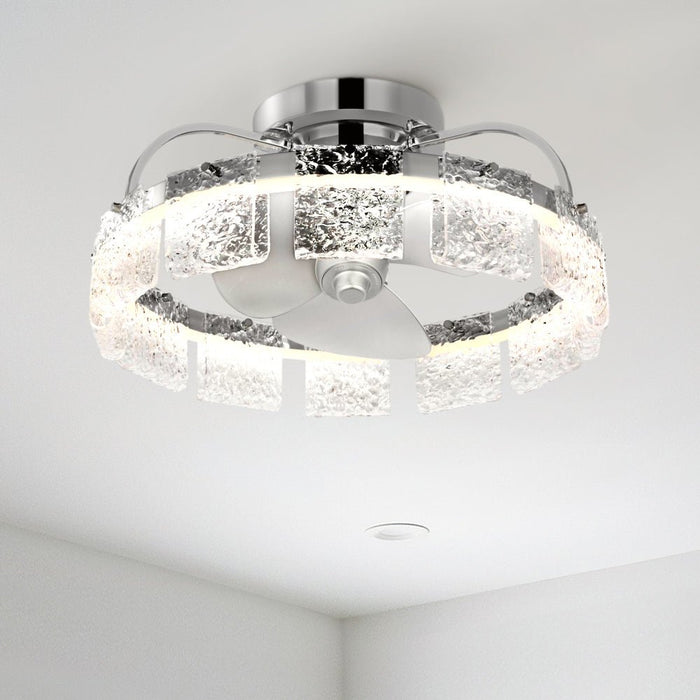 UHP9530 Mediterranean Indoor Ceiling Fan, 9-3/4''H x 20"W x 20''D, Polished Chrome Finish, Lugano Collection