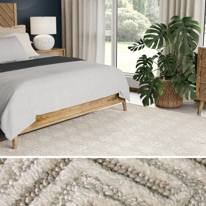 UJR0100 Luxury Hand-Tufted Natural and Semi-Synthetic Blend Plush-Pile Rug
