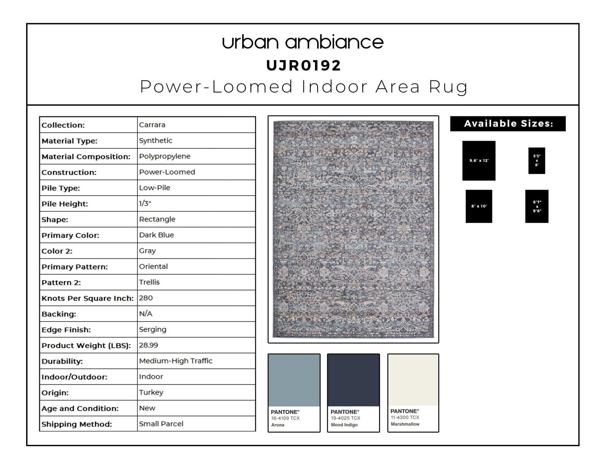 UJR0192 Luxury Power-Loomed Synthetic Low-Pile Rug – Urban Ambiance