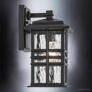 Urban Ambiance - Wall Sconce - UKC10000 Craftsman Outdoor Wall Sconce, 12''H x 6.5''W x 7.5''Dep, Textured Black Finish, Lyndale Collection - 