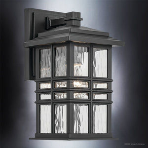 Urban Ambiance - Wall Sconce - UKC10000 Craftsman Outdoor Wall Sconce, 12''H x 6.5''W x 7.5''Dep, Textured Black Finish, Lyndale Collection - 