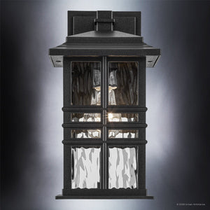 Urban Ambiance - Wall Sconce - UKC10000 Craftsman Outdoor Wall Sconce, 12''H x 6.5''W x 7.5''Dep, Textured Black Finish, Lyndale Collection - 