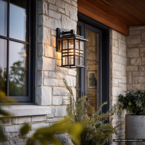 Urban Ambiance - Wall Sconce - UKC10000 Craftsman Outdoor Wall Sconce, 12''H x 6.5''W x 7.5''Dep, Textured Black Finish, Lyndale Collection - 
