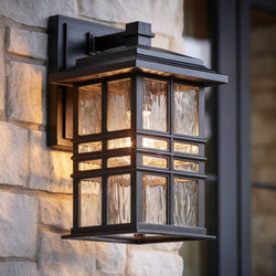 Urban Ambiance - Wall Sconce - UKC10000 Craftsman Outdoor Wall Sconce, 12''H x 6.5''W x 7.5''Dep, Textured Black Finish, Lyndale Collection - 