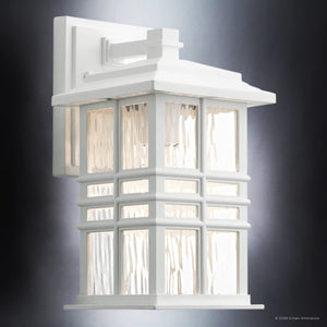 Urban Ambiance - Wall Sconce - UKC10002 Craftsman Outdoor Wall Sconce, 12''H x 6.5''W x 7.5''Dep, White Finish, Lyndale Collection - 