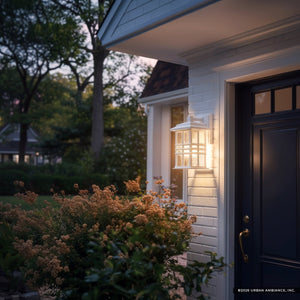 Urban Ambiance - Wall Sconce - UKC10002 Craftsman Outdoor Wall Sconce, 12''H x 6.5''W x 7.5''Dep, White Finish, Lyndale Collection - 