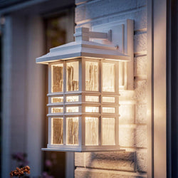 Urban Ambiance - Wall Sconce - UKC10002 Craftsman Outdoor Wall Sconce, 12''H x 6.5''W x 7.5''Dep, White Finish, Lyndale Collection - 