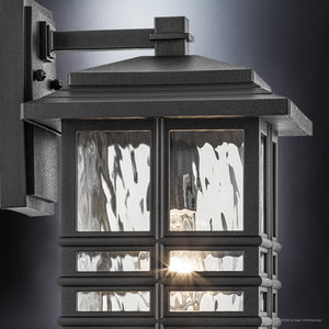 Urban Ambiance - Wall Sconce - UKC10003 Craftsman Outdoor Wall Sconce, 14.25''H x 8''W x 9''Dep, Textured Black Finish, Lyndale Collection - 