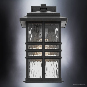 Urban Ambiance - Wall Sconce - UKC10003 Craftsman Outdoor Wall Sconce, 14.25''H x 8''W x 9''Dep, Textured Black Finish, Lyndale Collection - 